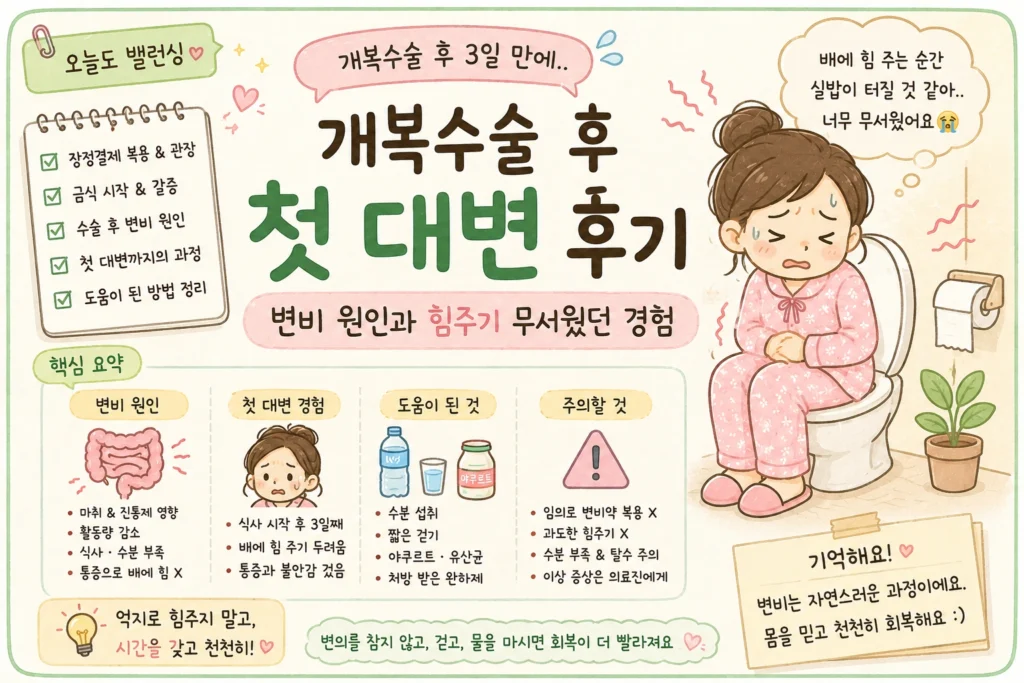 개복수술 후 첫 대변