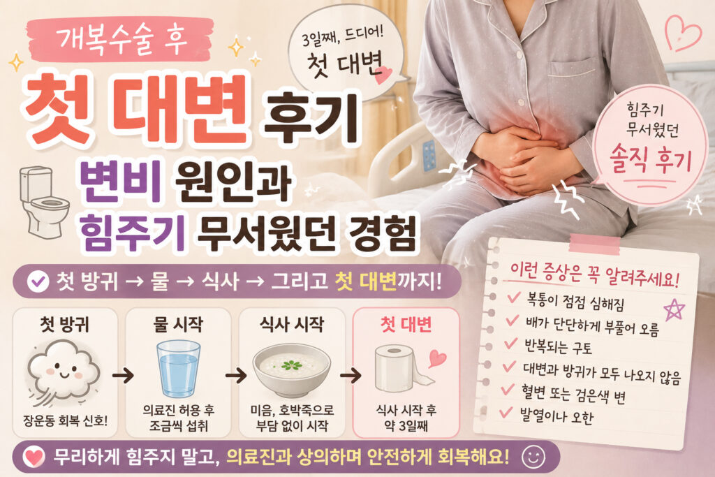 개복수술 후 첫 대변 후기