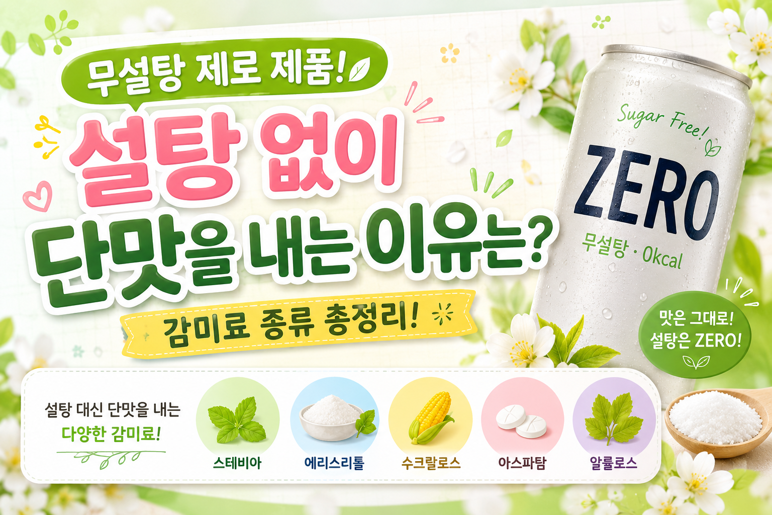 무설탕 제로인데 왜 달까? 설탕 대신 들어가는 감미료 쉽게 정리