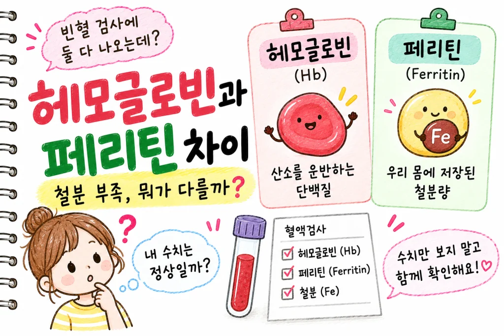 헤모글로빈 페리틴 차이